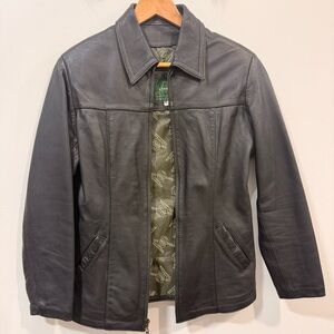 Edarly Vintage Fall Men's Classic Black Leather Moto Biker Goth Jacket Size M